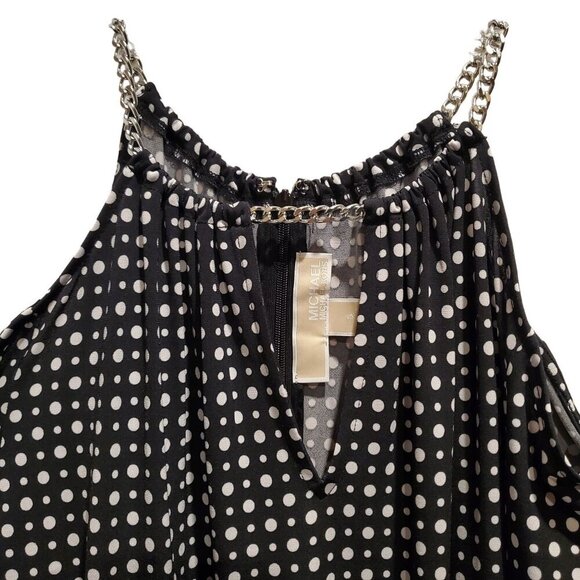 Michael Kors Stretch No Wrinkle Black White Polka Dot Cold Shoulder Zipper Small - Picture 4 of 11